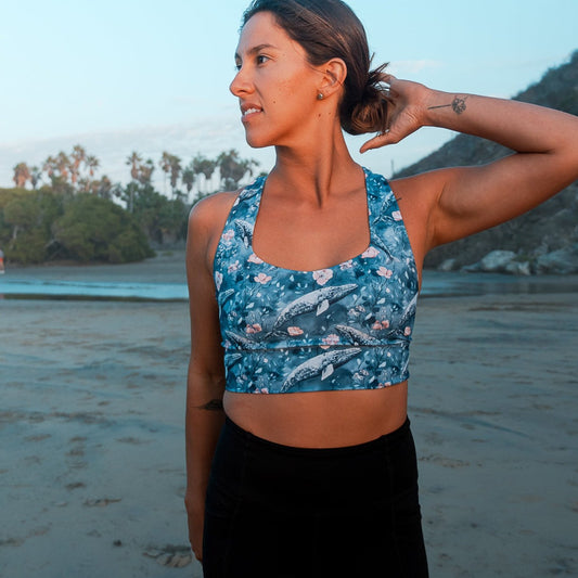 Dusky Gray Whale Eco Sports Bra Top - Salinity Swimwear