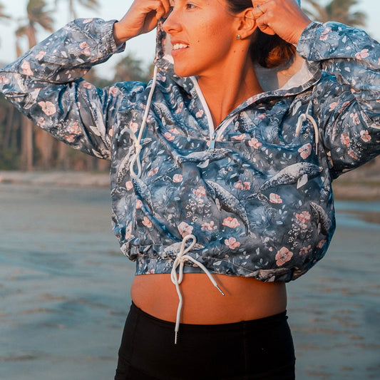Dusky Gray Whale Women’s Cropped Windbreaker - Salinity Swimwear