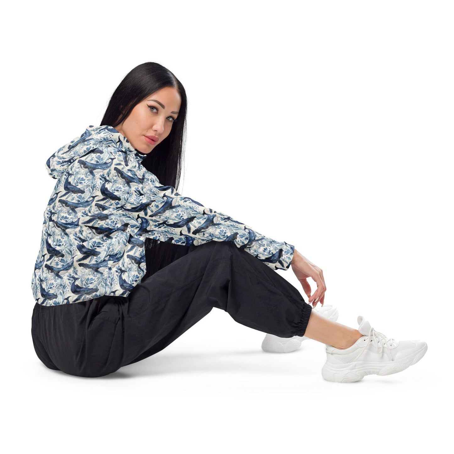 Humpback Whale Song Women’s cropped Windbreaker -