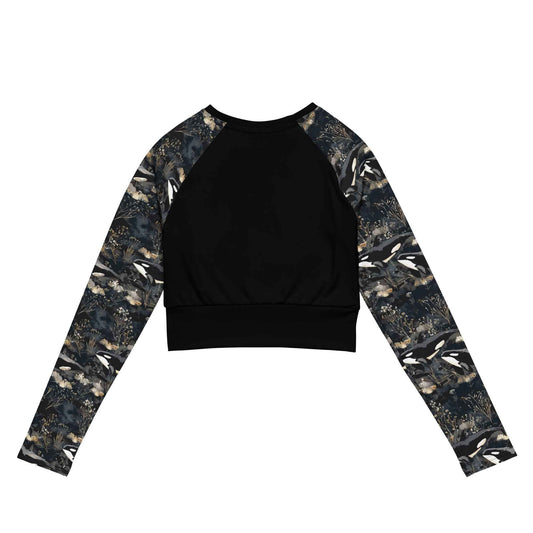 Midnight Orca Eco Cropped Rash Guard Solid -