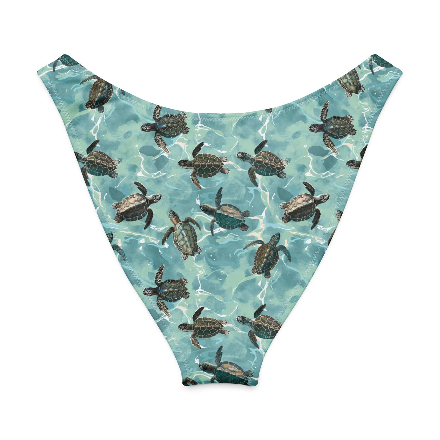 Oceanic Sea Turtle Eco High-Leg Cheeky Bikini Bottom -