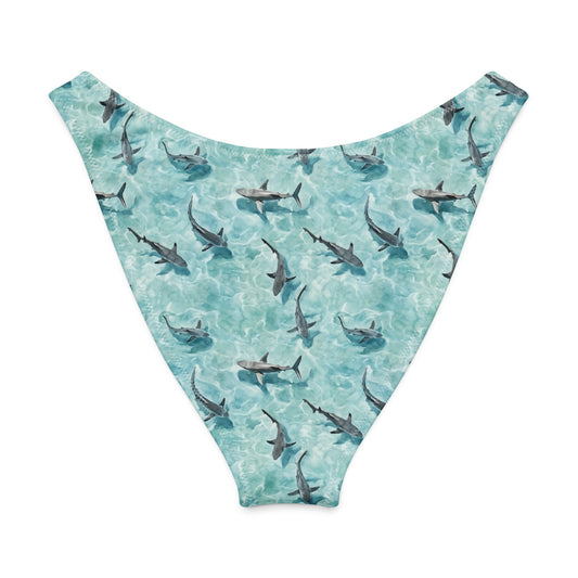 Blacktip Shark Drift Eco High-Leg Cheeky Bikini Bottom - Salinity Swimwear