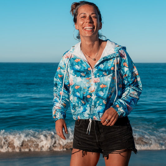 Tropical Reef Fish Women’s cropped Windbreaker -
