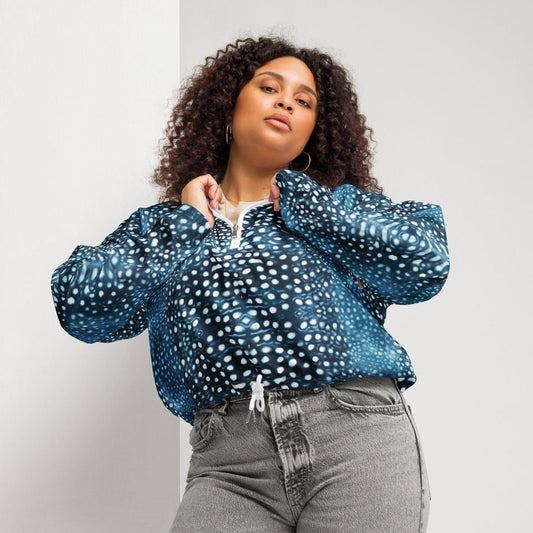 Whale Shark Mosaic Women’s Cropped Windbreaker -