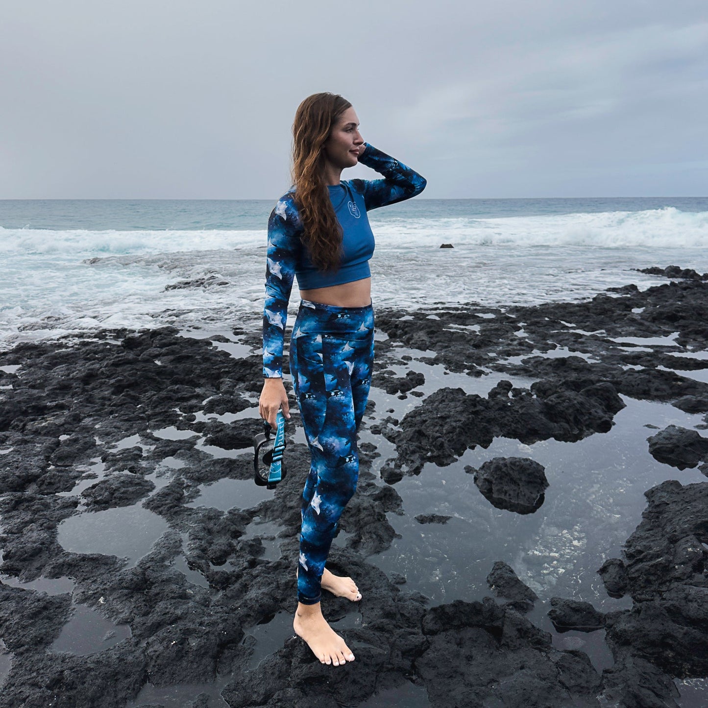 Moonlight Manta Eco Cropped Rash Guard Solid - 
