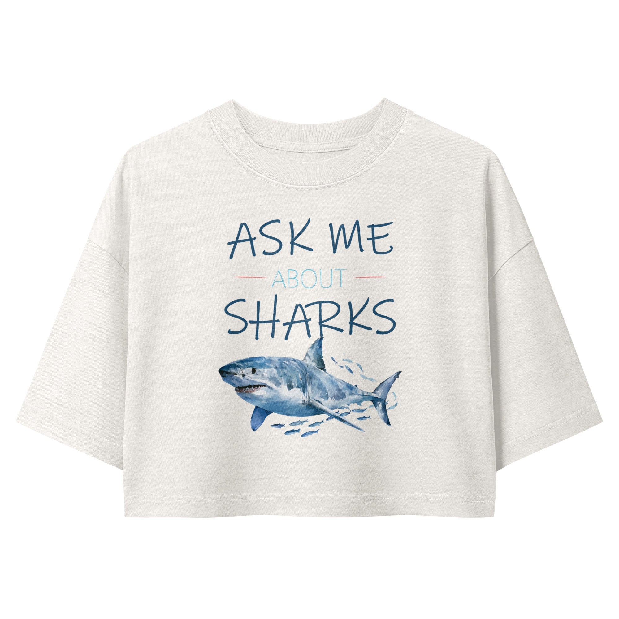 Oceza Ask Me About Sharks Cropped Tee