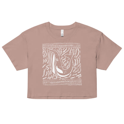 Block Print Whale Women’s Crop Top - 