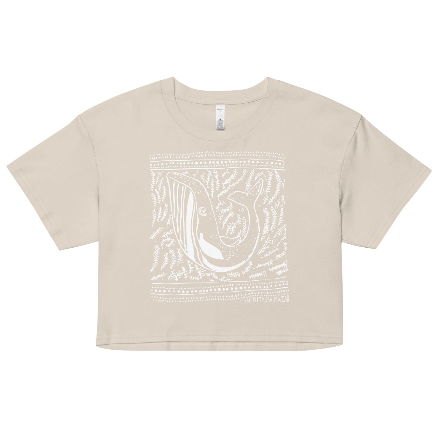 Block Print Whale Women’s Crop Top - 