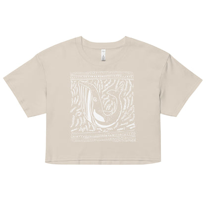 Block Print Whale Women’s Crop Top - 