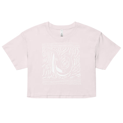 Block Print Whale Women’s Crop Top - 