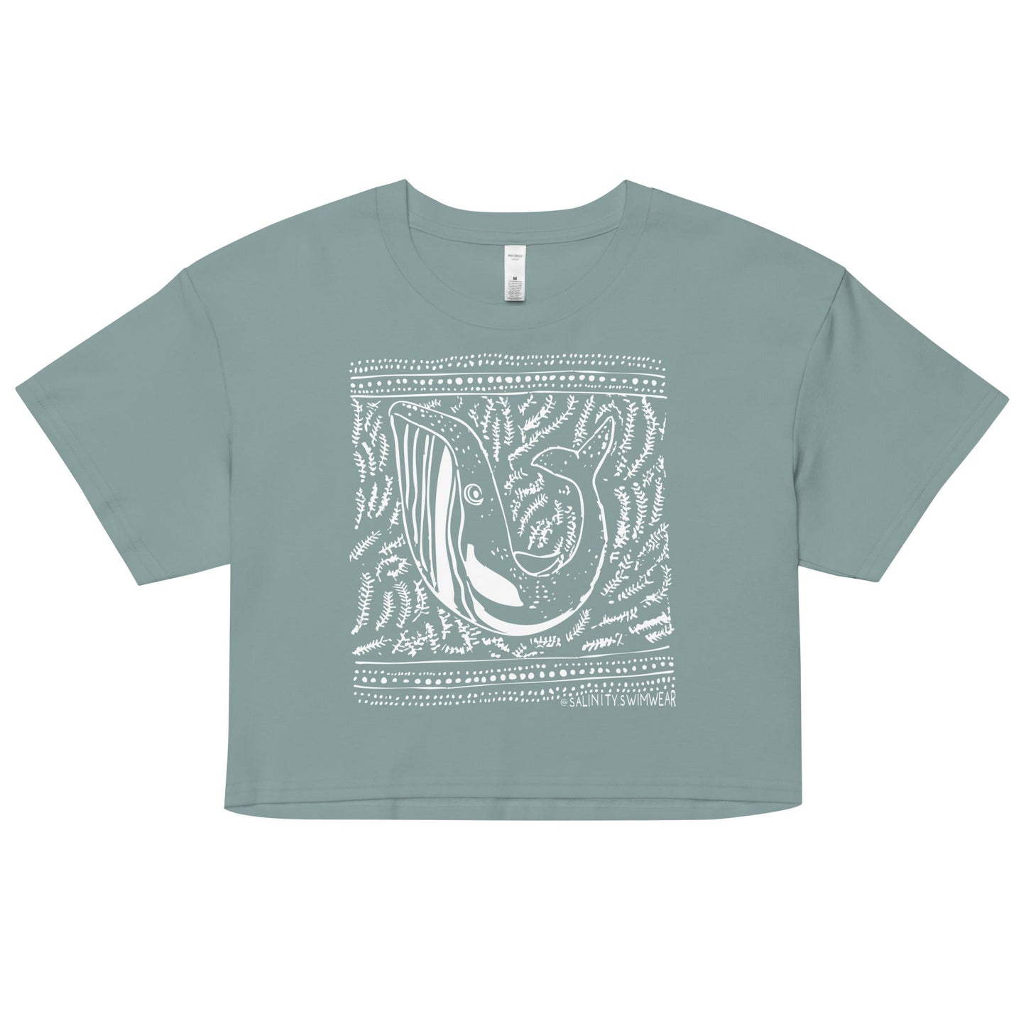 Block Print Whale Women’s Crop Top - 