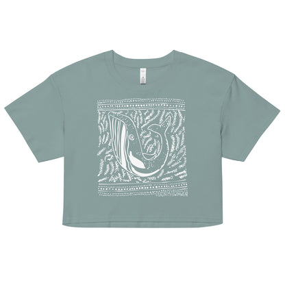 Block Print Whale Women’s Crop Top - 