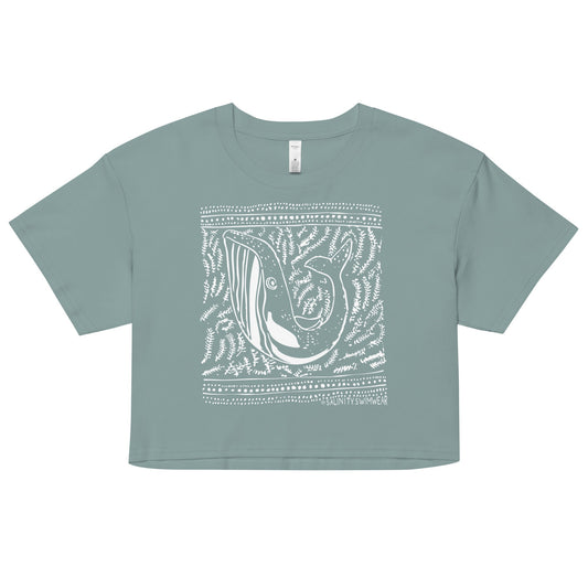 Block Print Whale Women’s Crop Top - 