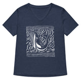 Block Print Whale Women’s V-neck T-Shirt -  - ["T","women"]