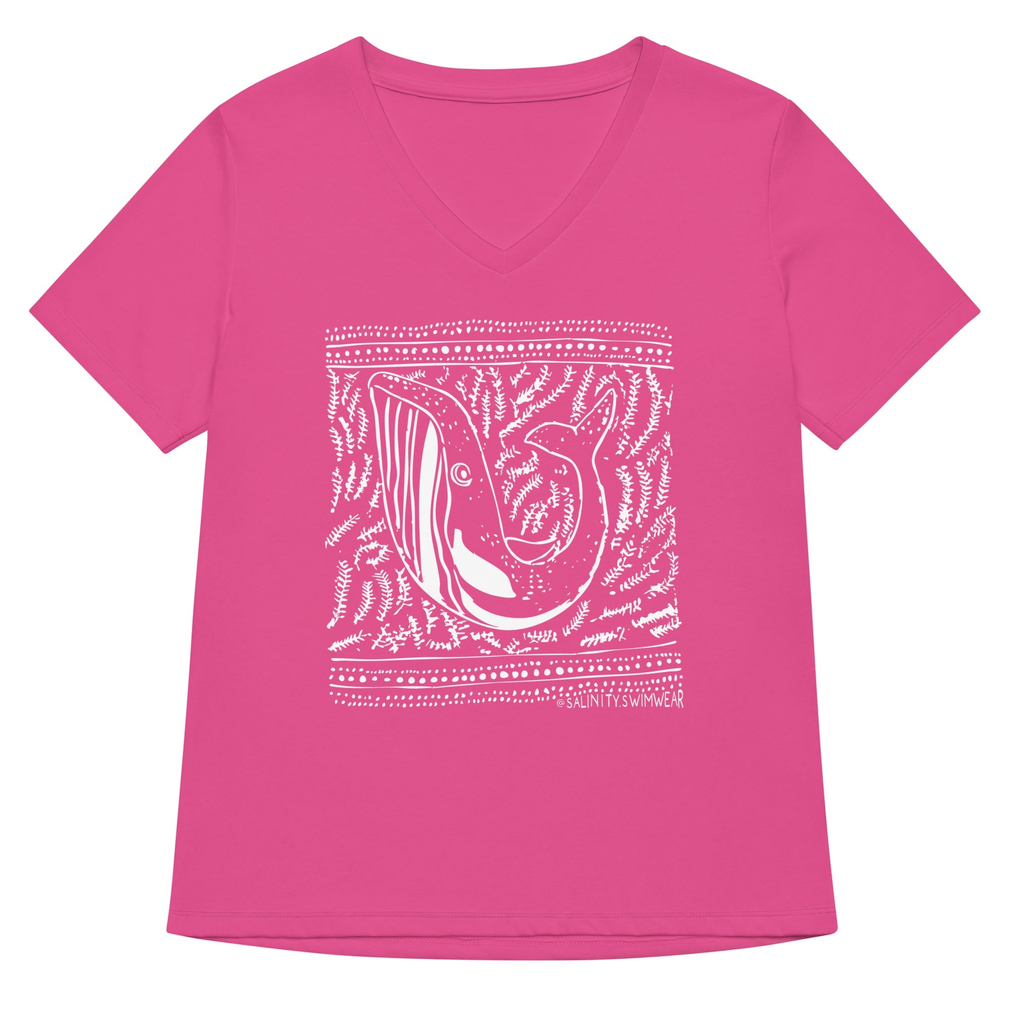 Block Print Whale Women’s V-neck T-Shirt -  - ["T","women"]