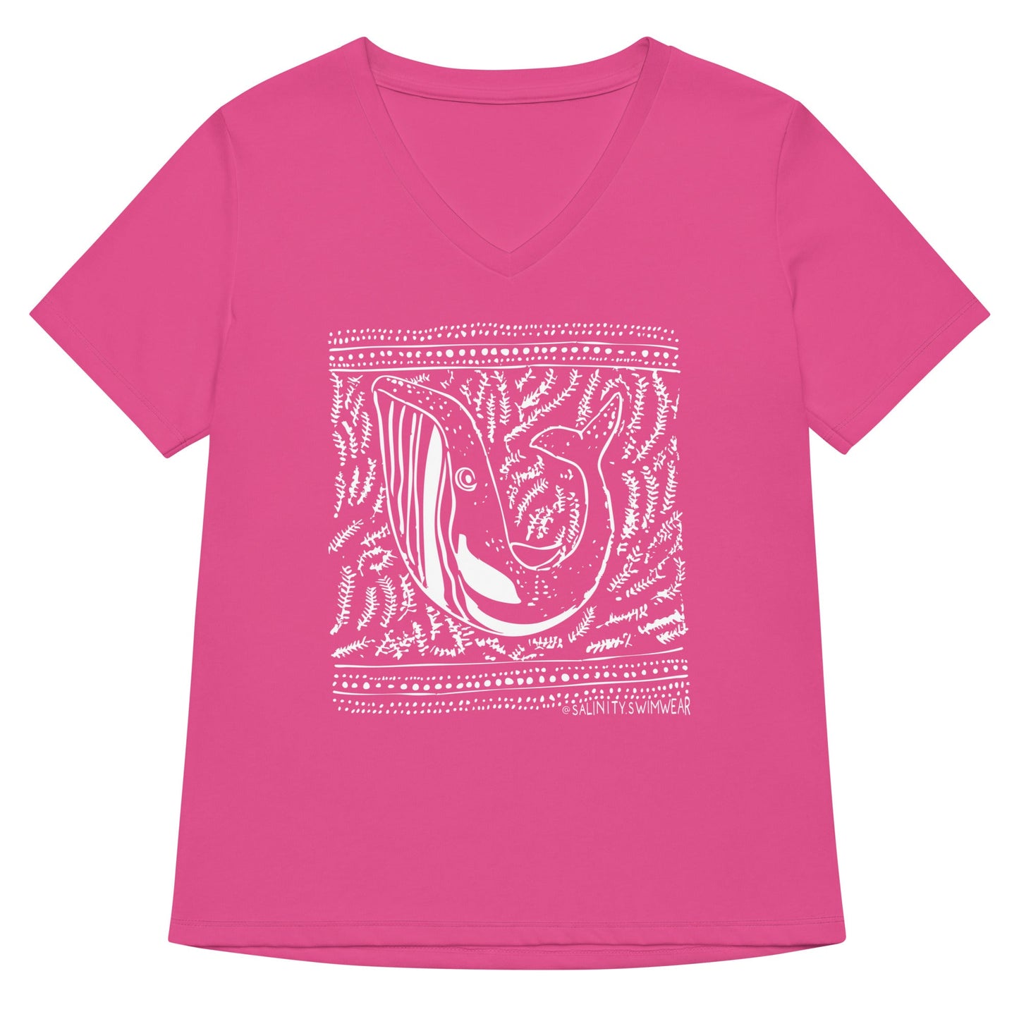 Block Print Whale Women’s V-neck T-Shirt - 