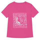 Block Print Whale Women’s V-neck T-Shirt -  - ["T","women"]