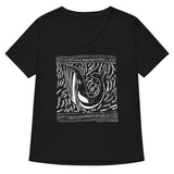 Block Print Whale Women’s V-neck T-Shirt -  - ["T","women"]