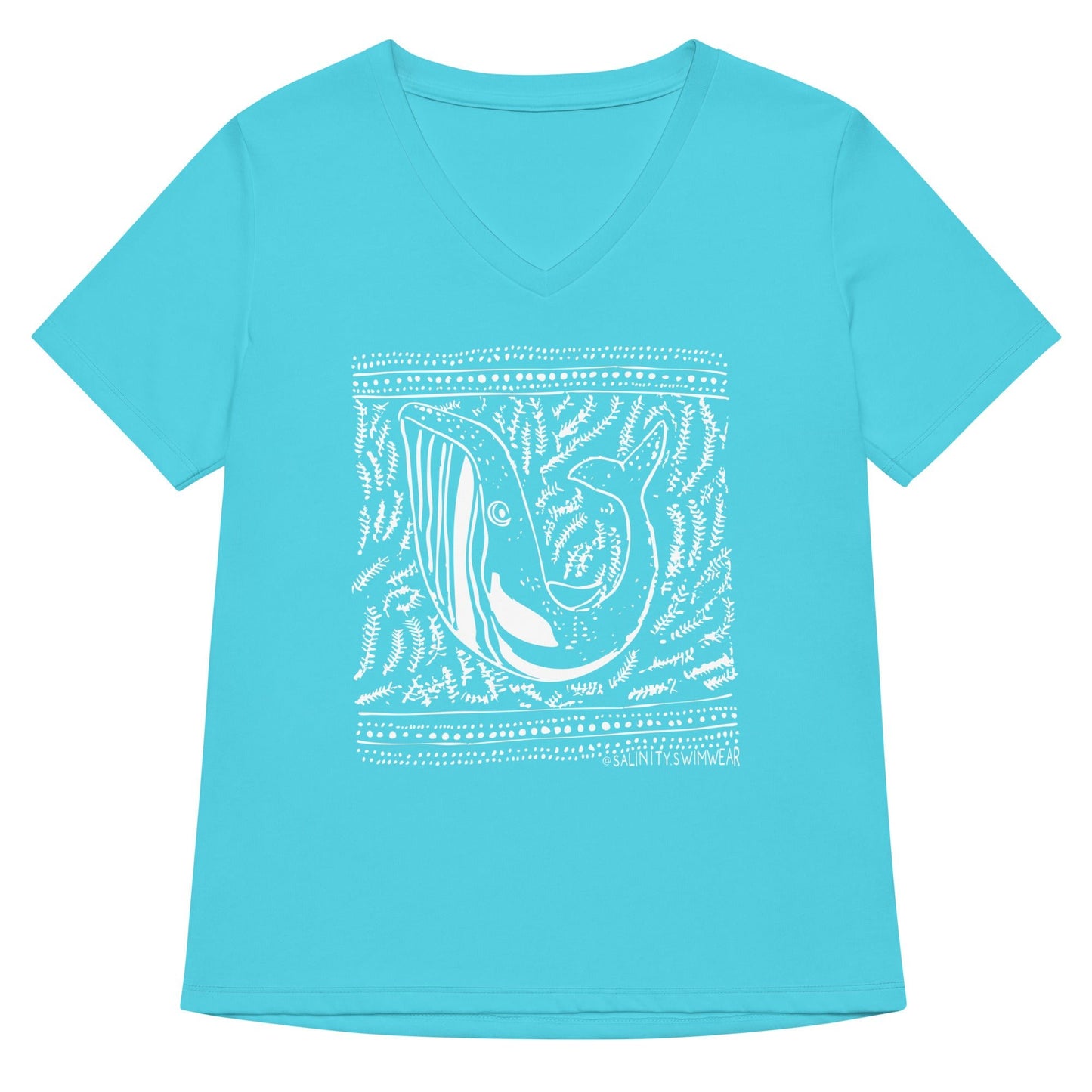 Block Print Whale Women’s V-neck T-Shirt - 