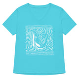 Block Print Whale Women’s V-neck T-Shirt -  - ["T","women"]
