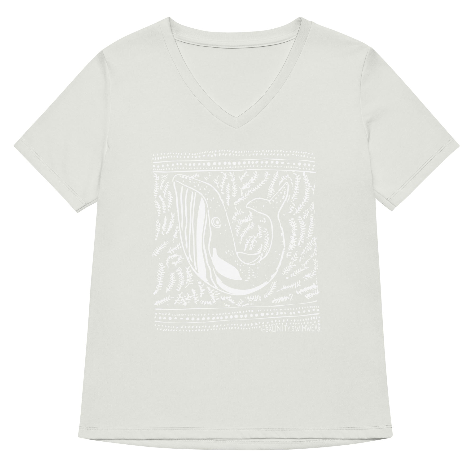 Block Print Whale Women’s V-neck T-Shirt -  - ["T","women"]