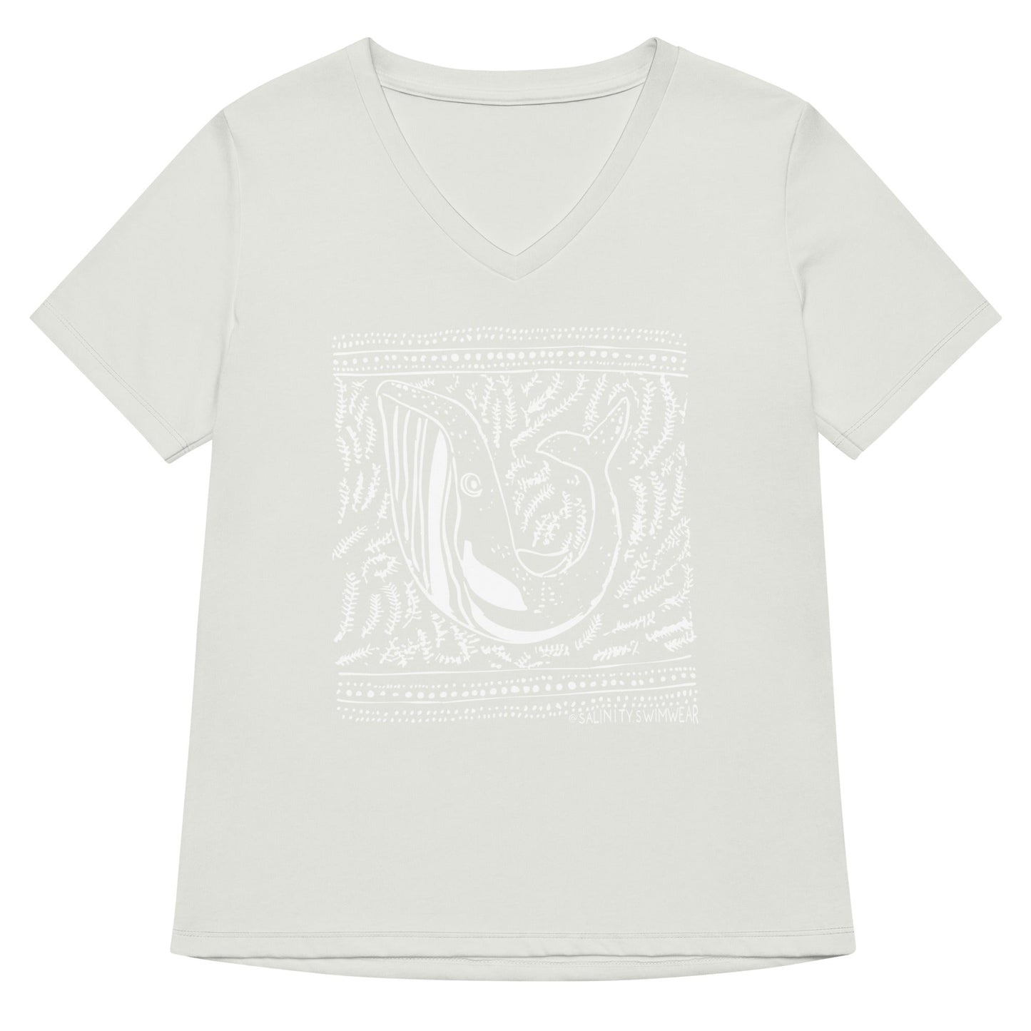 Block Print Whale Women’s V-neck T-Shirt - 