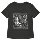 Block Print Whale Women’s V-neck T-Shirt -  - ["T","women"]