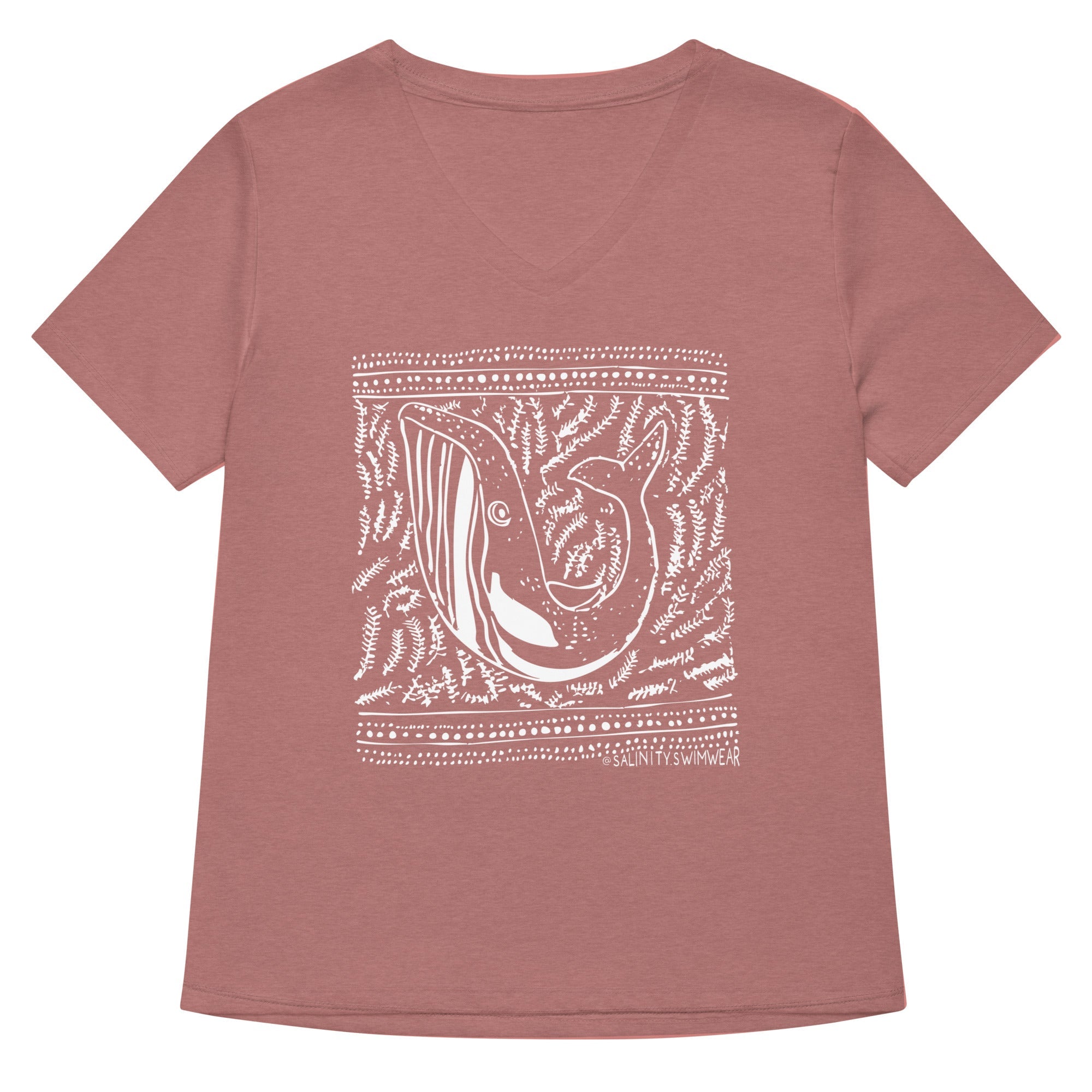 Block Print Whale Women’s V-neck T-Shirt -  - ["T","women"]