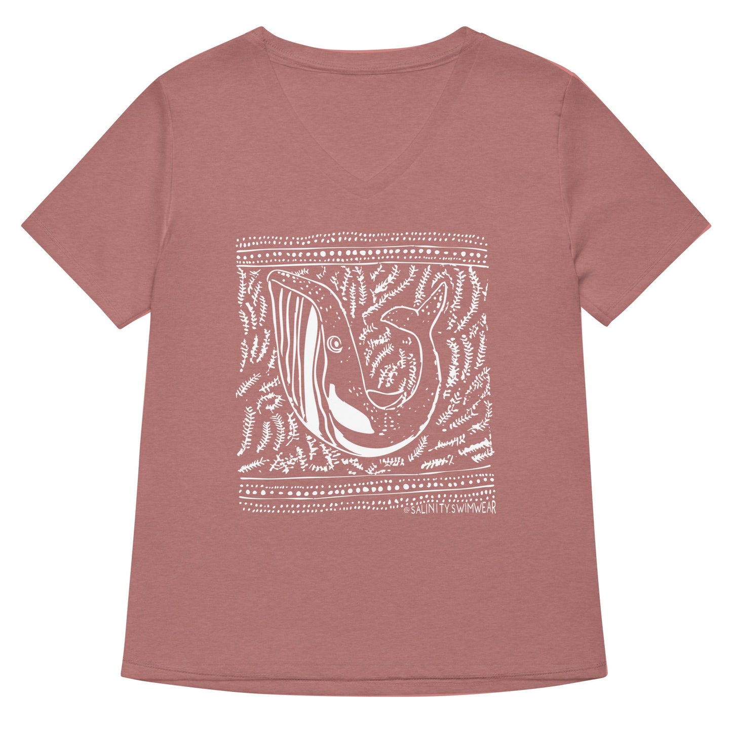 Block Print Whale Women’s V-neck T-Shirt - 