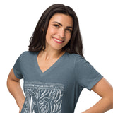 Block Print Whale Women’s V-neck T-Shirt -  - ["T","women"]