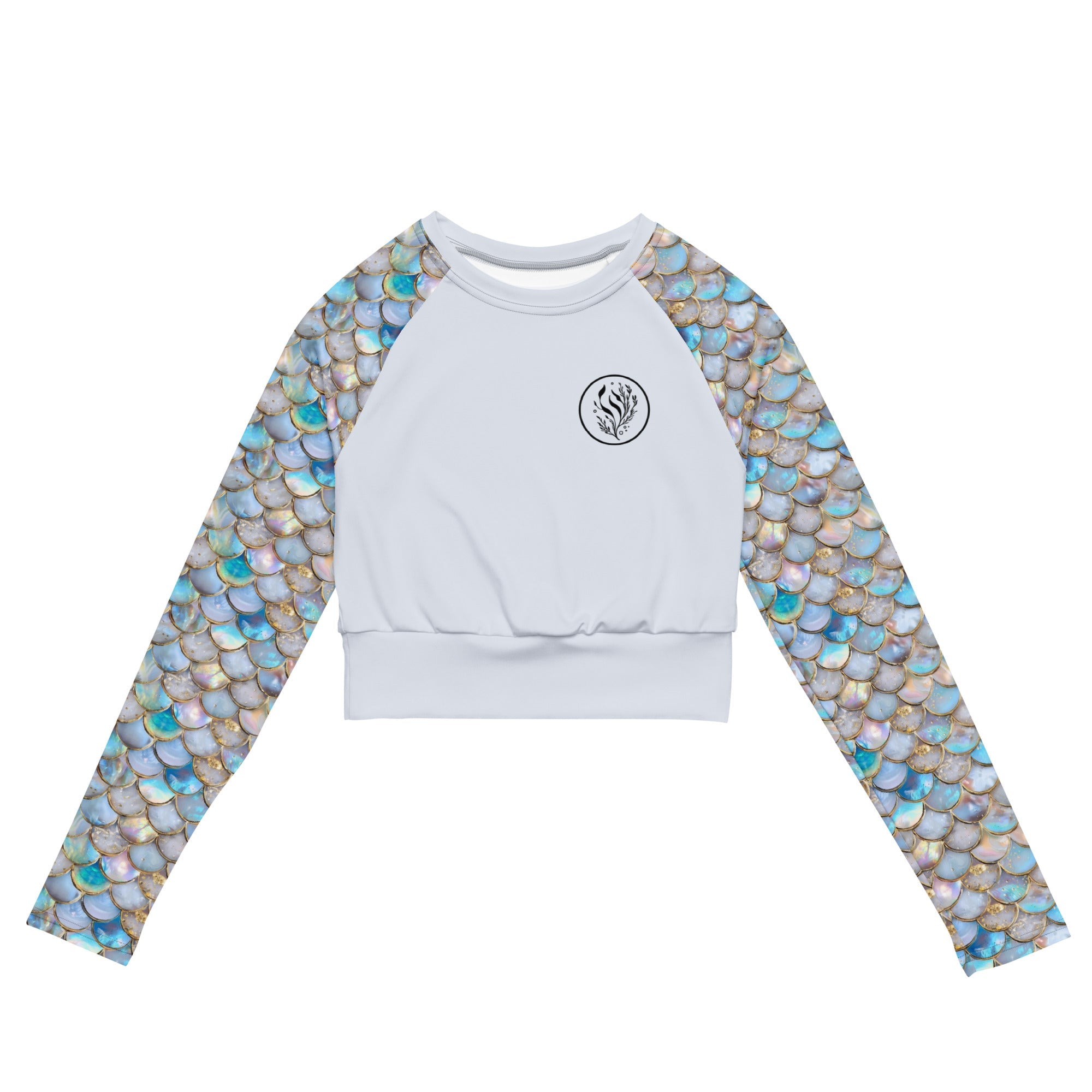 Mermaid Scales Collection Eco Cropped Rash Guard Solid -  - ["Blue Lagoon Mermaid","mermaid","rash guard","women"]