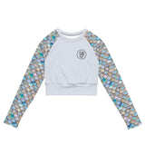 Mermaid Scales Collection Eco Cropped Rash Guard Solid -  - ["Blue Lagoon Mermaid","mermaid","rash guard","women"]