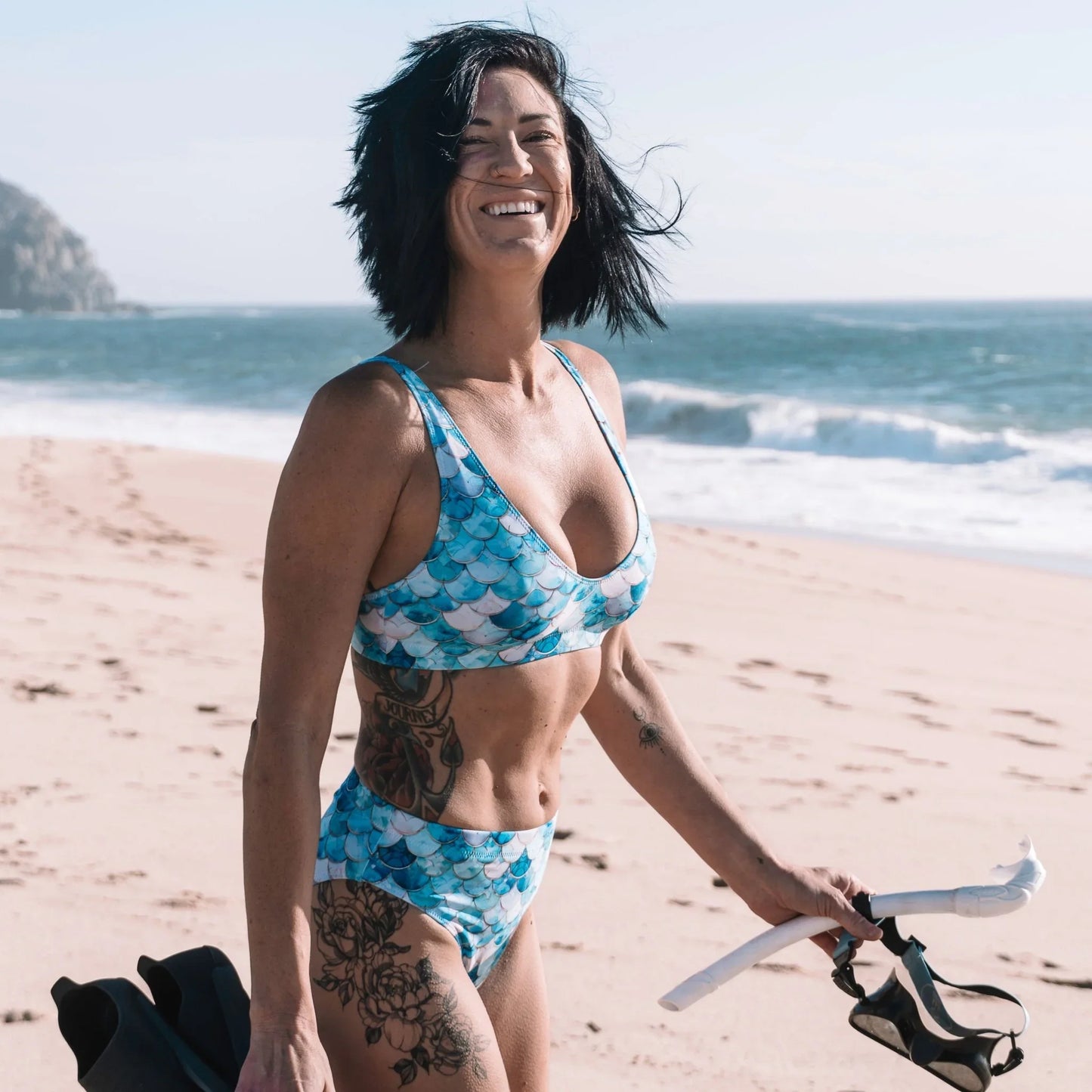 Blue Lagoon Mermaid Eco High-Waisted Bikini Set - 