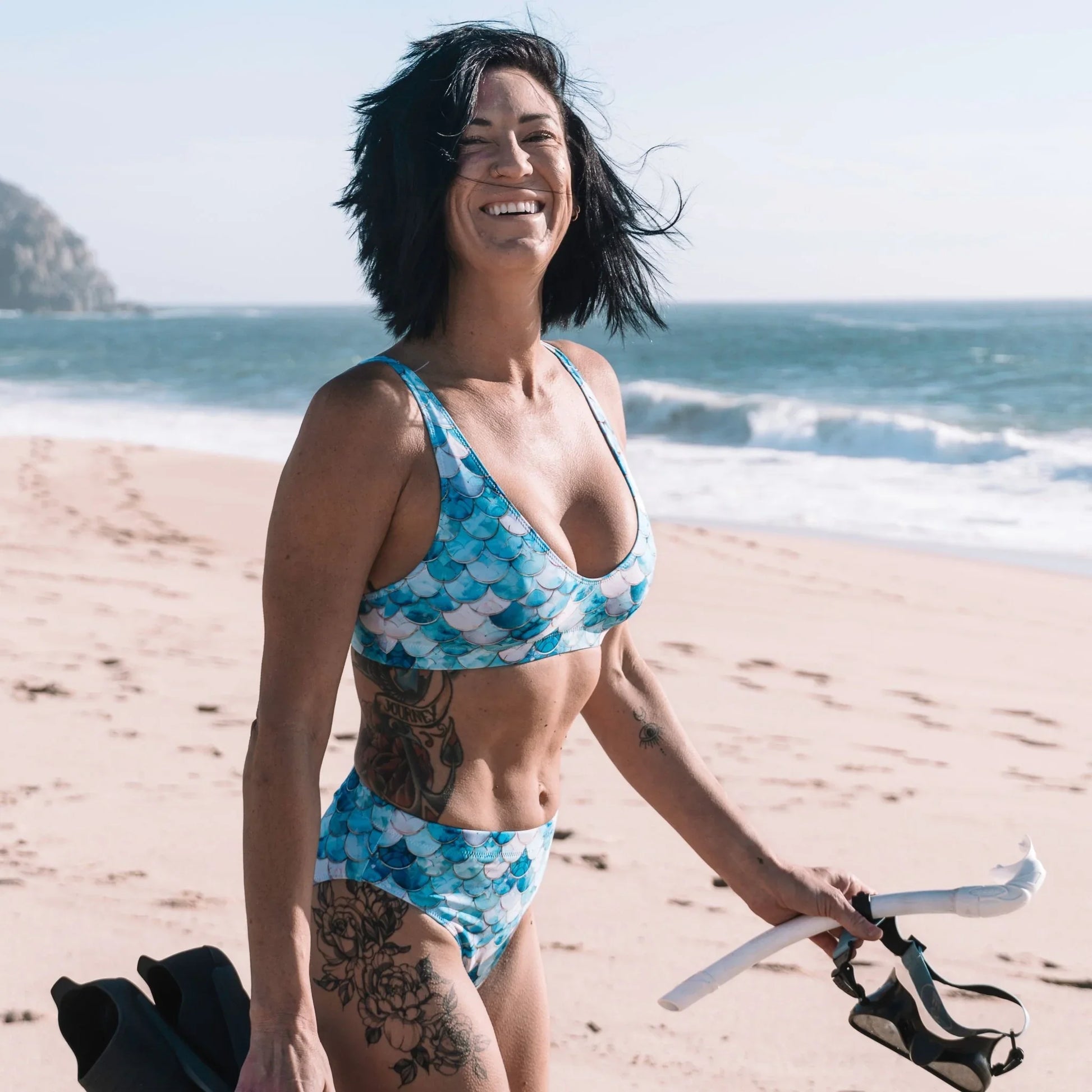 Blue Lagoon Mermaid Eco High-Waisted Bikini Set - 