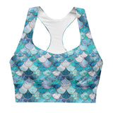 Mermaid Scales Collection Eco Sports Bra Top -  - ["Blue Lagoon Mermaid","mermaid","swim","women"]