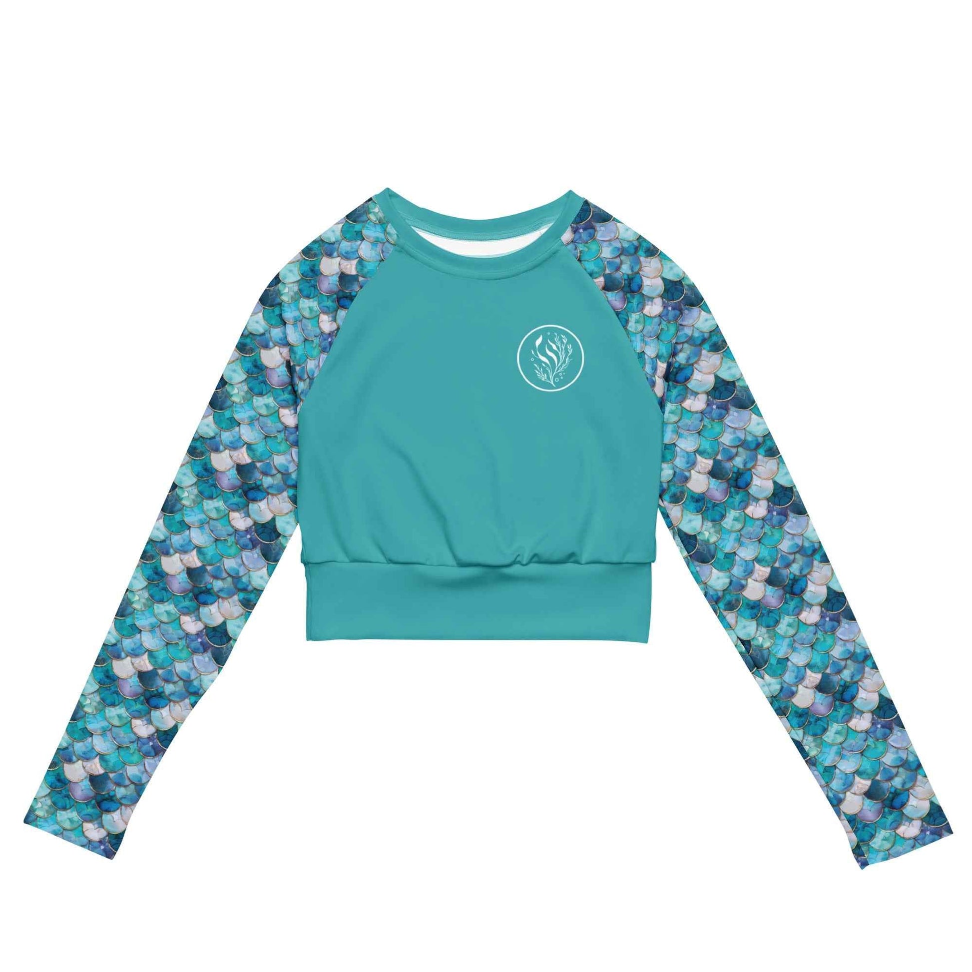 Mermaid Scales Collection Eco Cropped Rash Guard Solid - 