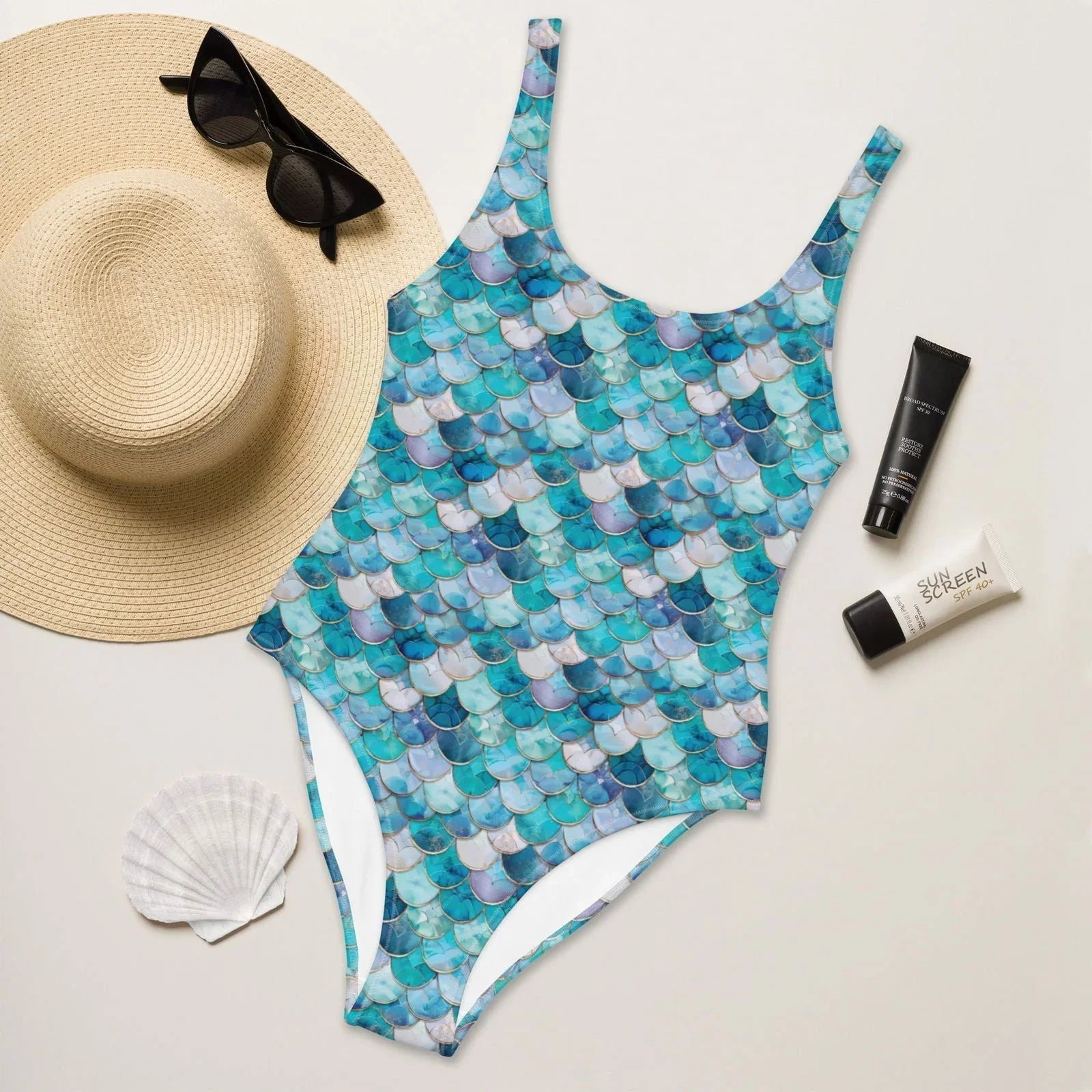 Mermaid Scales Collection One-Piece Swimsuit -  - ["Blue Lagoon Mermaid","mermaid","swim","women"]