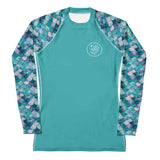Mermaid Scales Collection Women's Rash Guard Solid -  - ["Blue Lagoon Mermaid","mermaid","rash guard","women"]