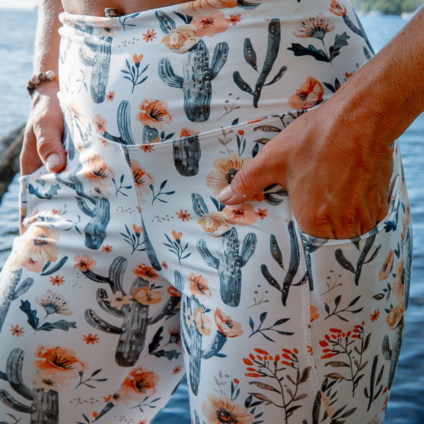Cactus Sunflower Eco Swim Leggings With Pockets - 