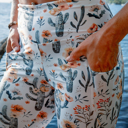 Cactus Sunflower Eco Swim Leggings With Pockets - 