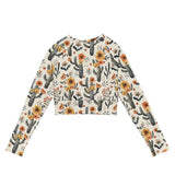Cactus Sunflower Eco Cropped Rash Guard -  - ["cactus","rash guard","women"]