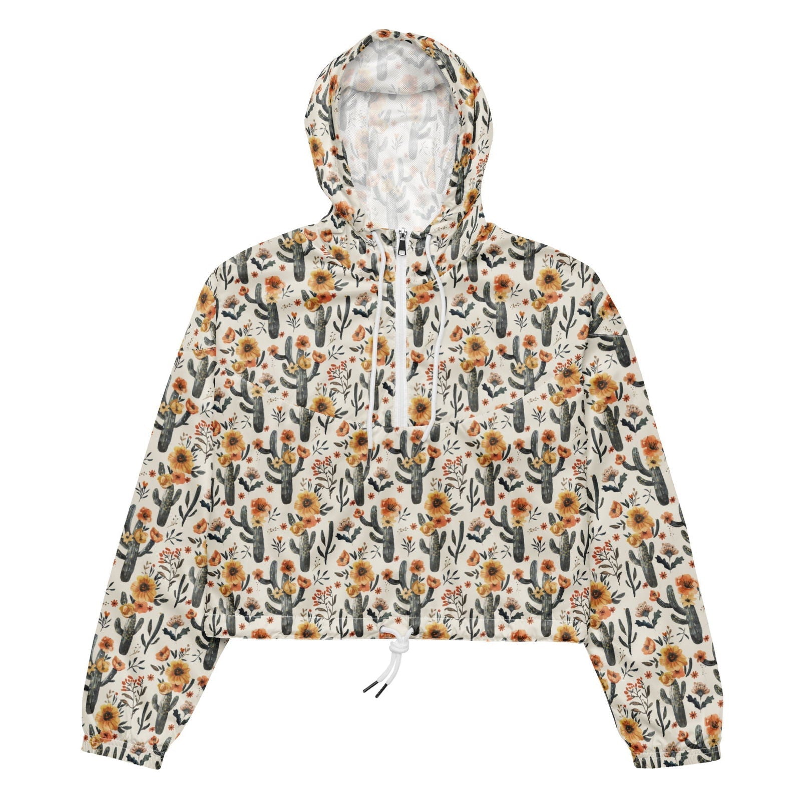 Cactus Sunflower Women’s Cropped Windbreaker - 