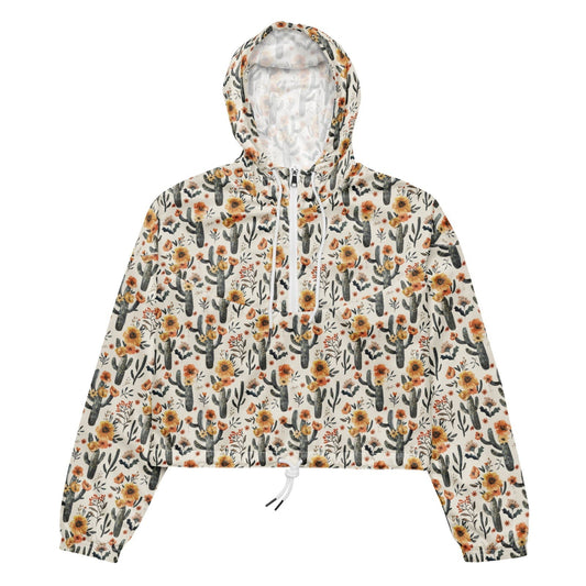 Cactus Sunflower Women’s Cropped Windbreaker - 