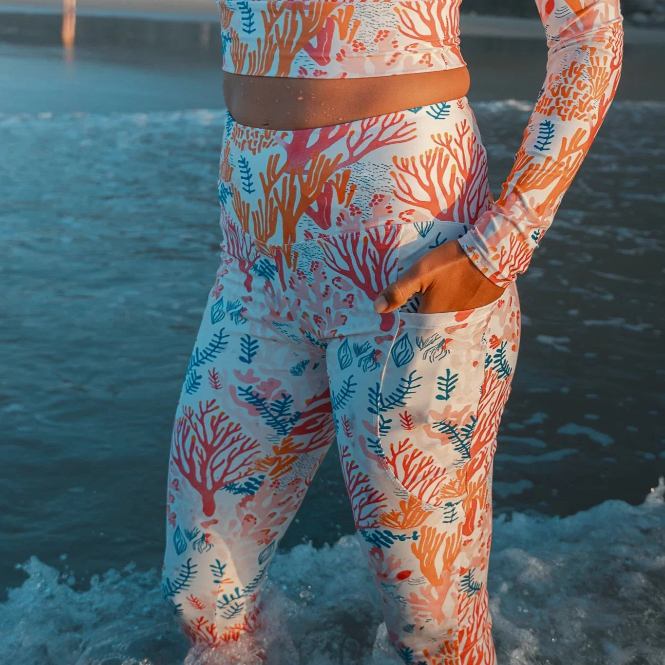 Coral Reef Eco Swim Leggings With Pockets - 