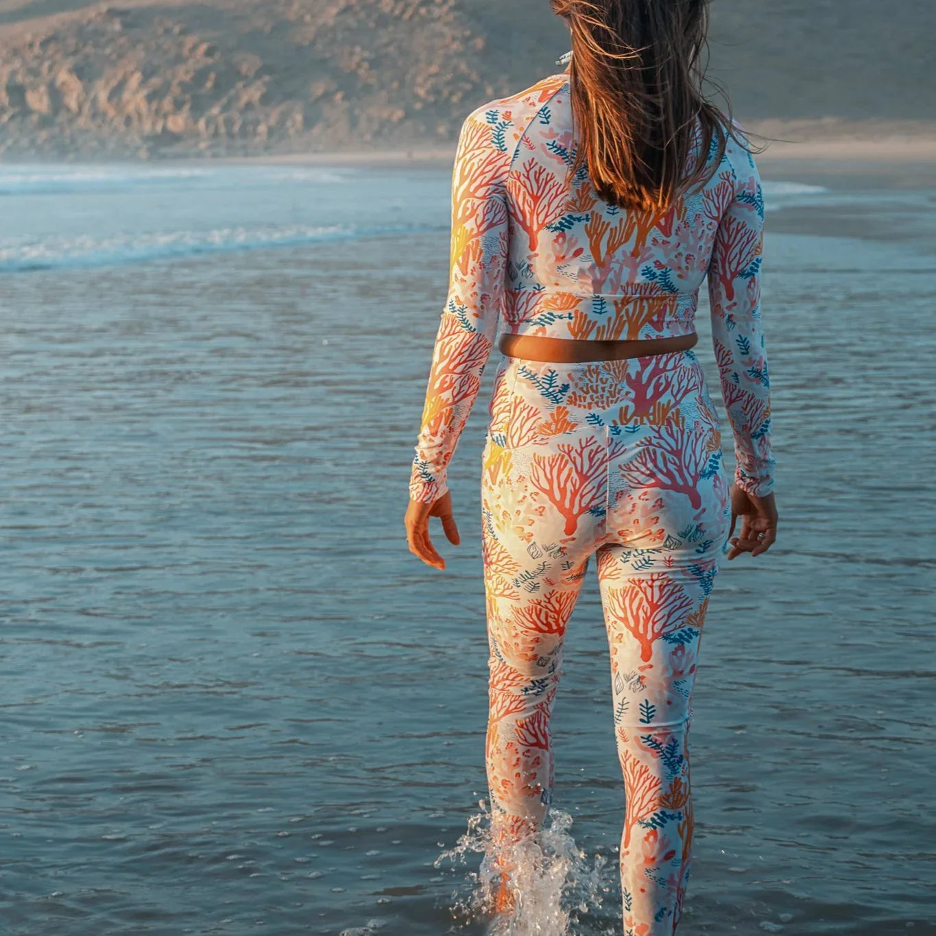 Coral Reef Eco Swim Leggings With Pockets - 