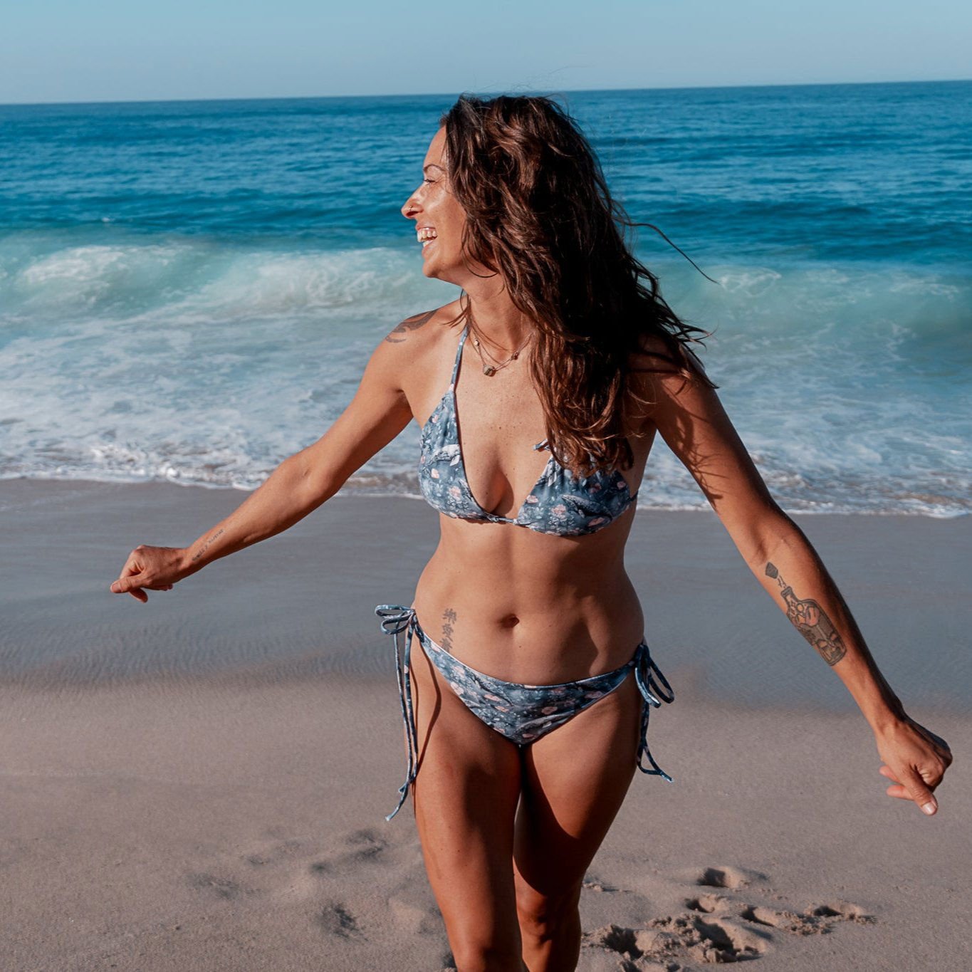 Dusky Gray Whale Eco String Bikini Top - 