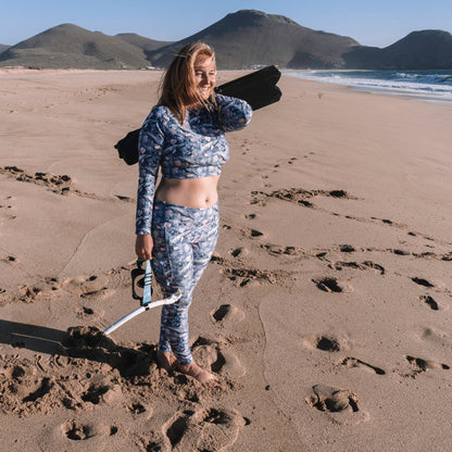 Dusky Gray Whale Eco Swim Leggings With Pockets - 