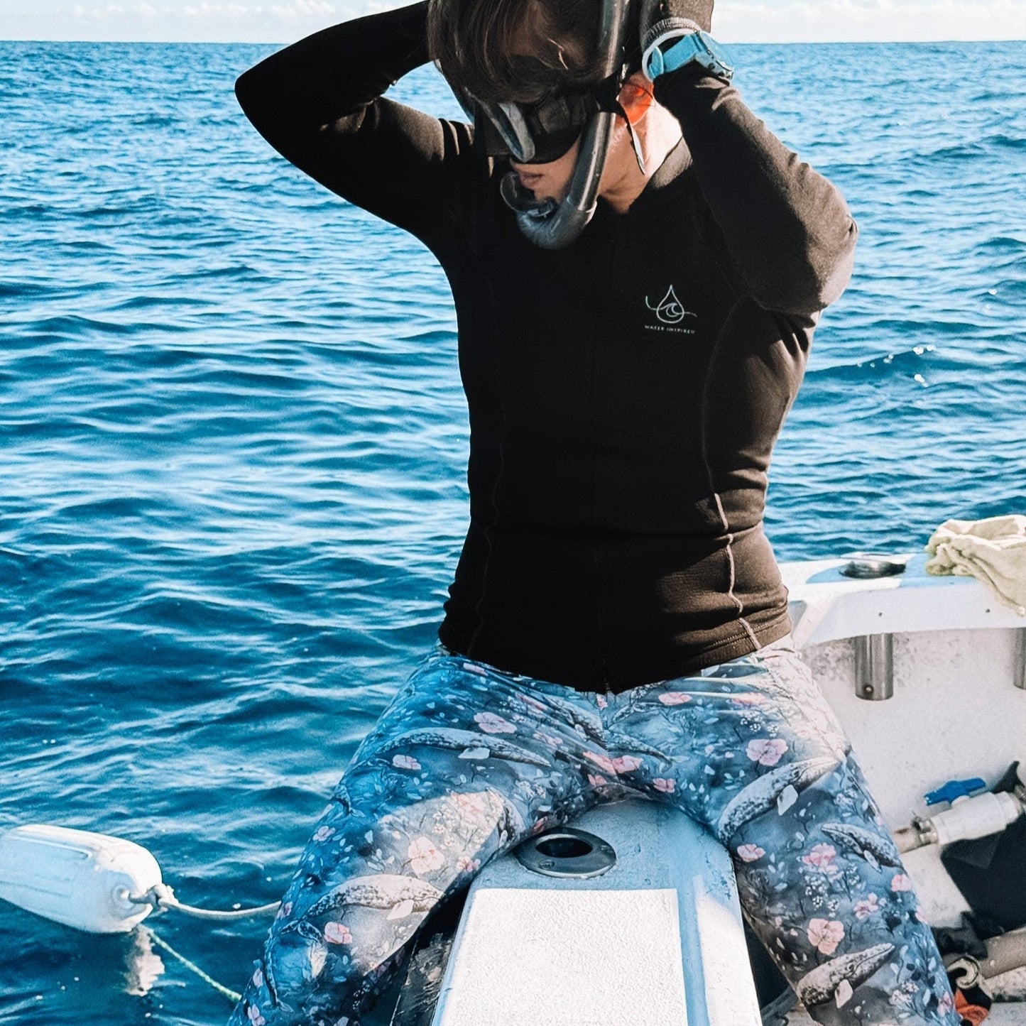 Dusky Gray Whale Eco Swim Leggings With Pockets - 