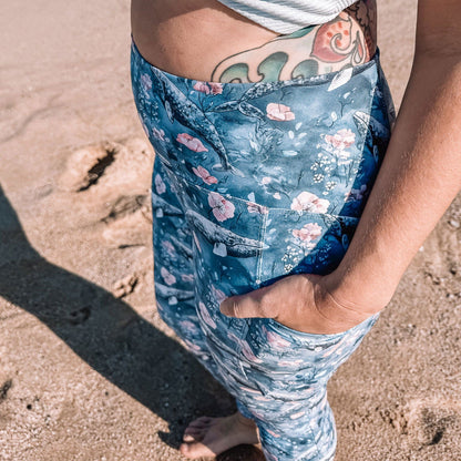 Dusky Gray Whale Eco Swim Leggings With Pockets - 
