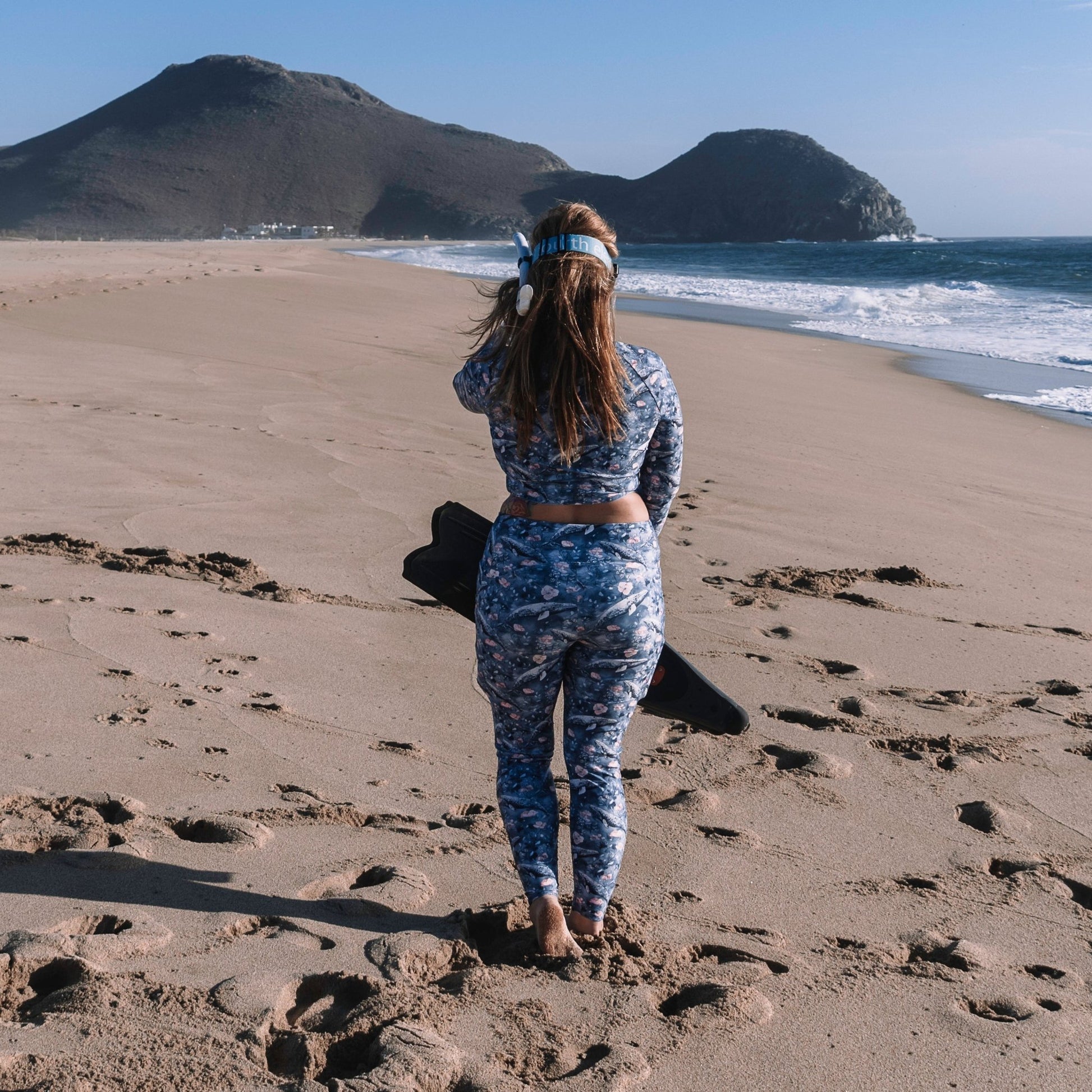 Dusky Gray Whale Eco Swim Leggings With Pockets - 